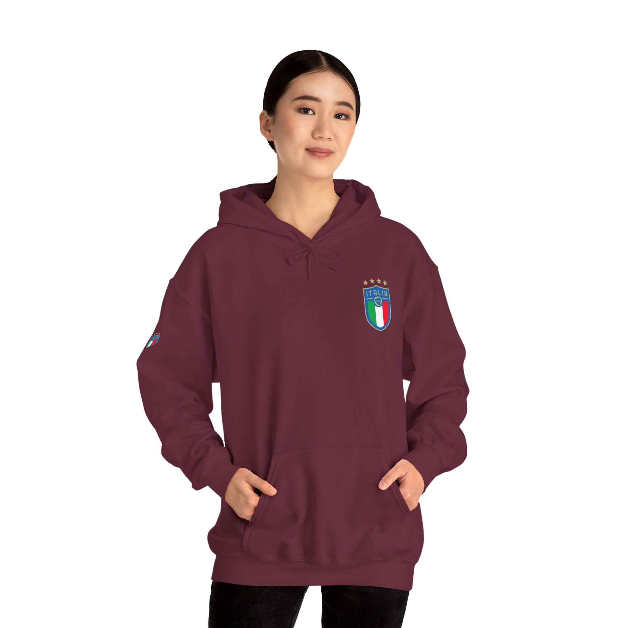 Italia Crest Hoodie Italian Flag Soccer Pullover - Etna Gift