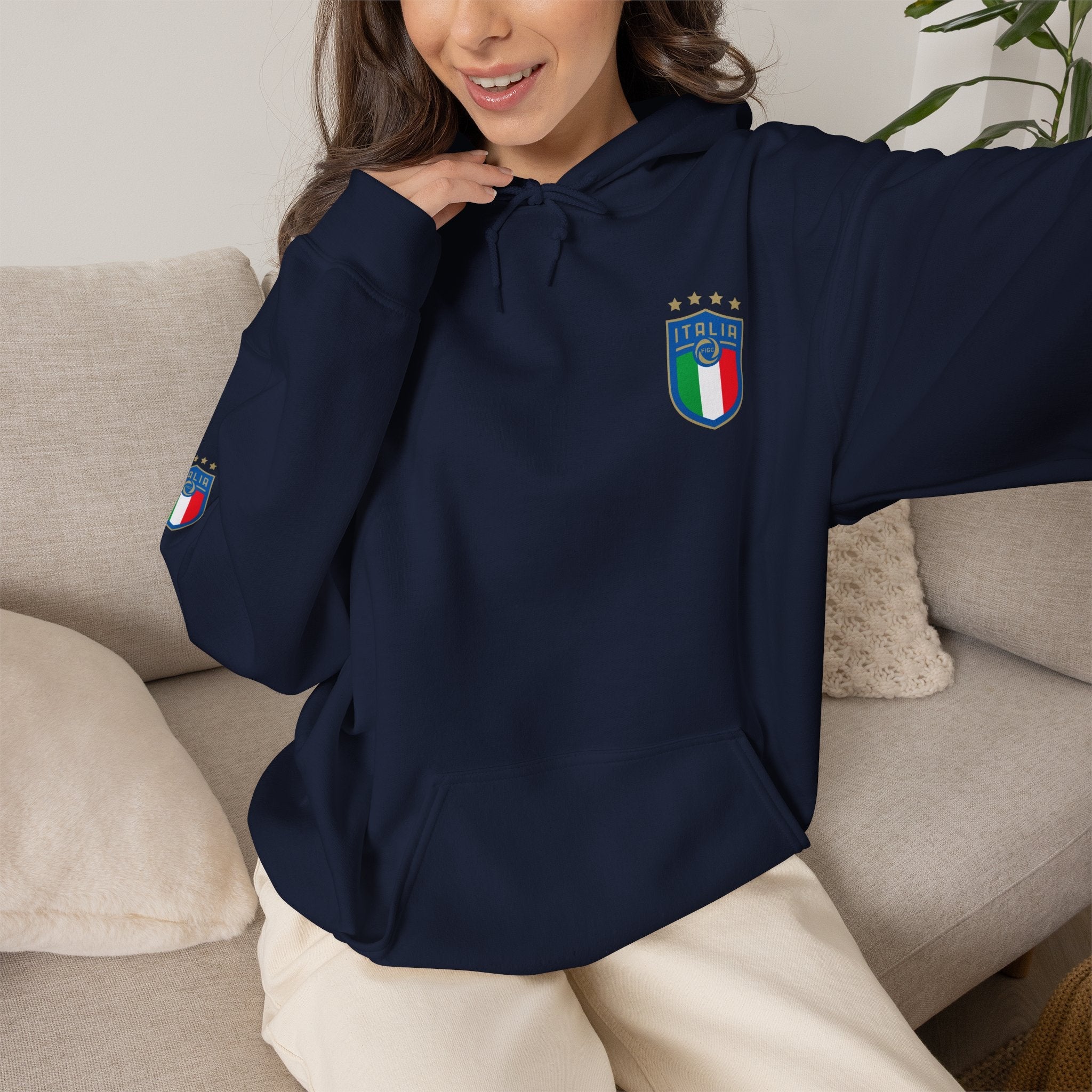 Italia Crest Hoodie Italian Flag Soccer Pullover - Etna Gift
