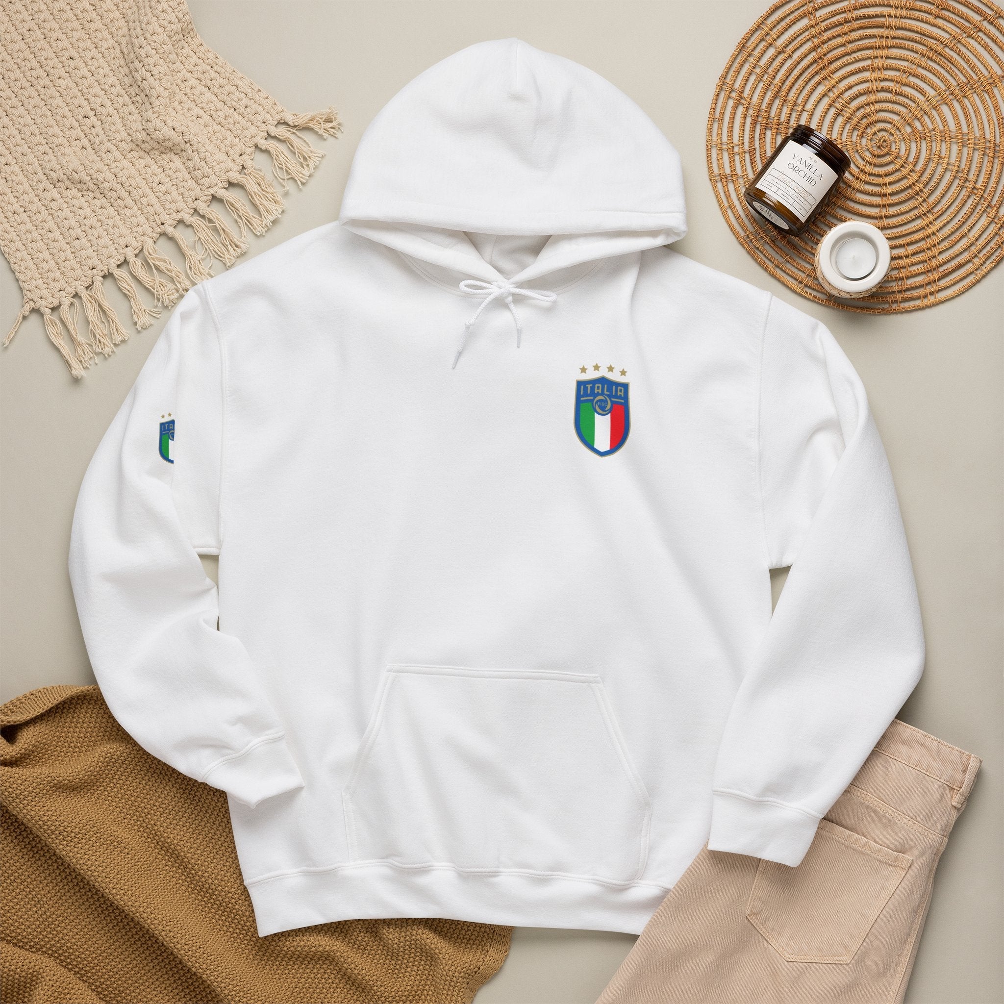 Italia Crest Hoodie Italian Flag Soccer Pullover - Etna Gift