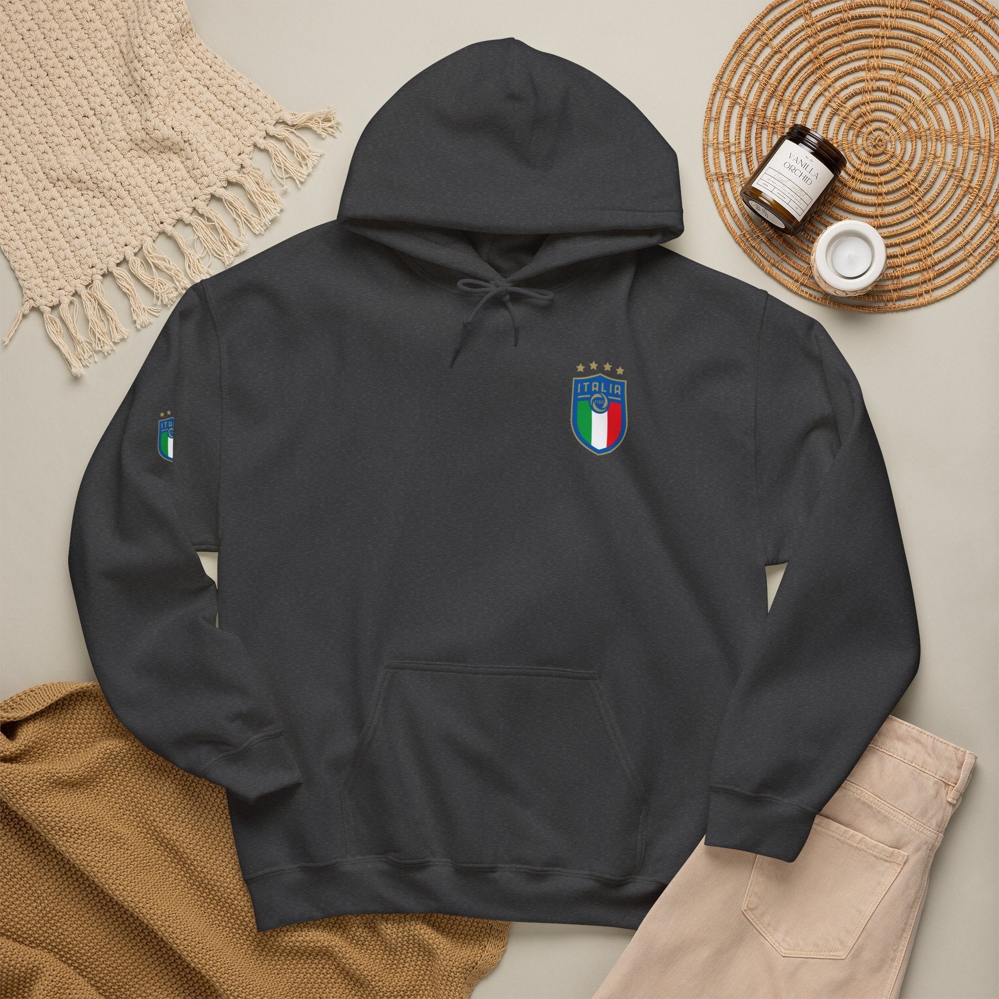 Italia Crest Hoodie Italian Flag Soccer Pullover - Etna Gift