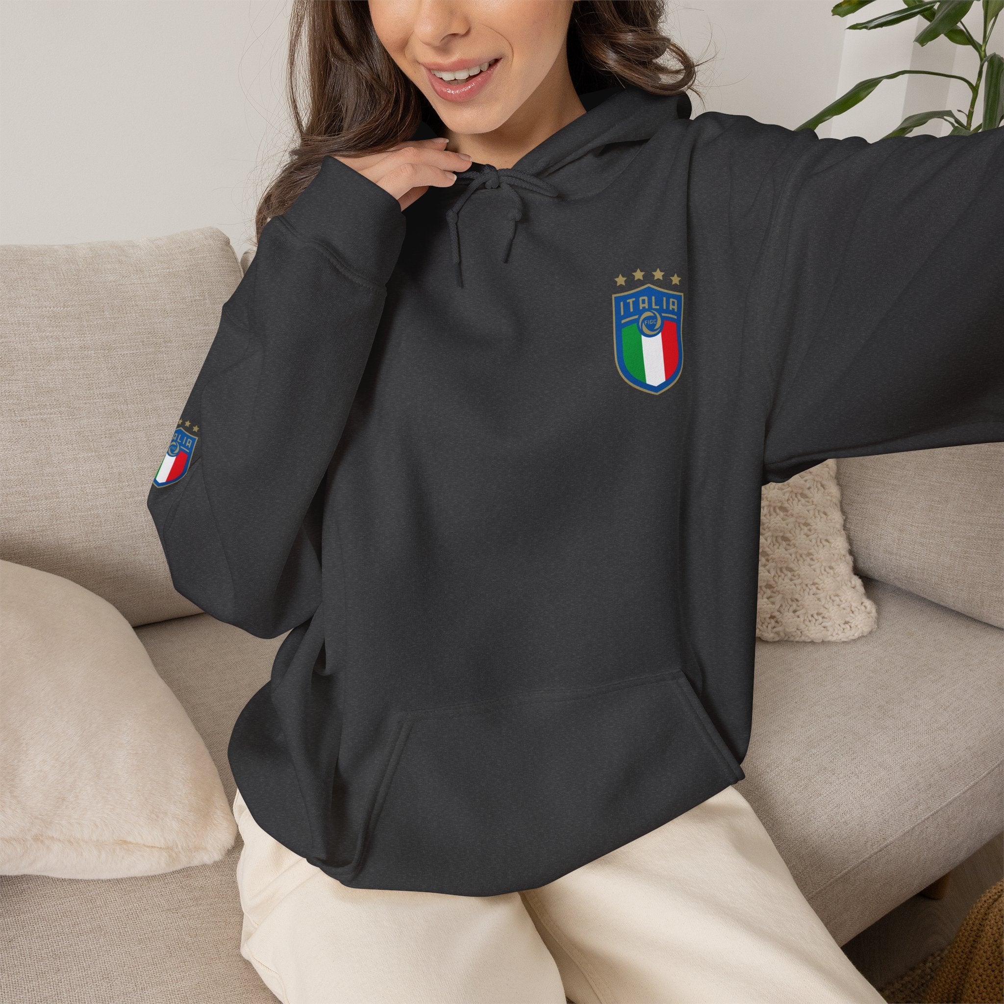 Italia Crest Hoodie Italian Flag Soccer Pullover - Etna Gift