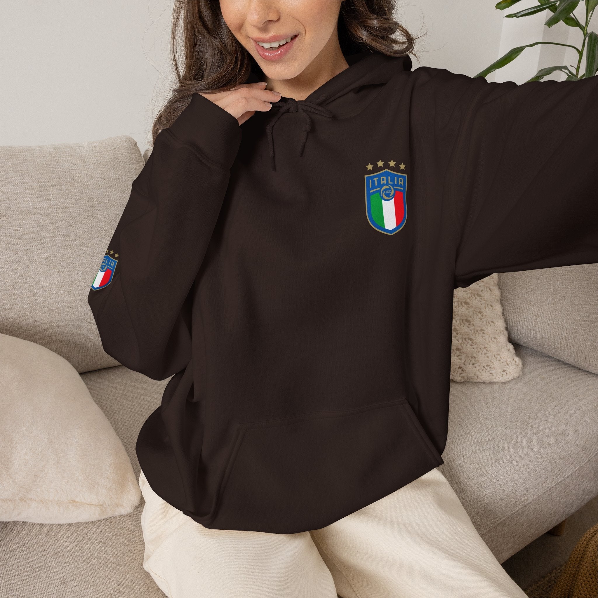 Italia Crest Hoodie Italian Flag Soccer Pullover - Etna Gift