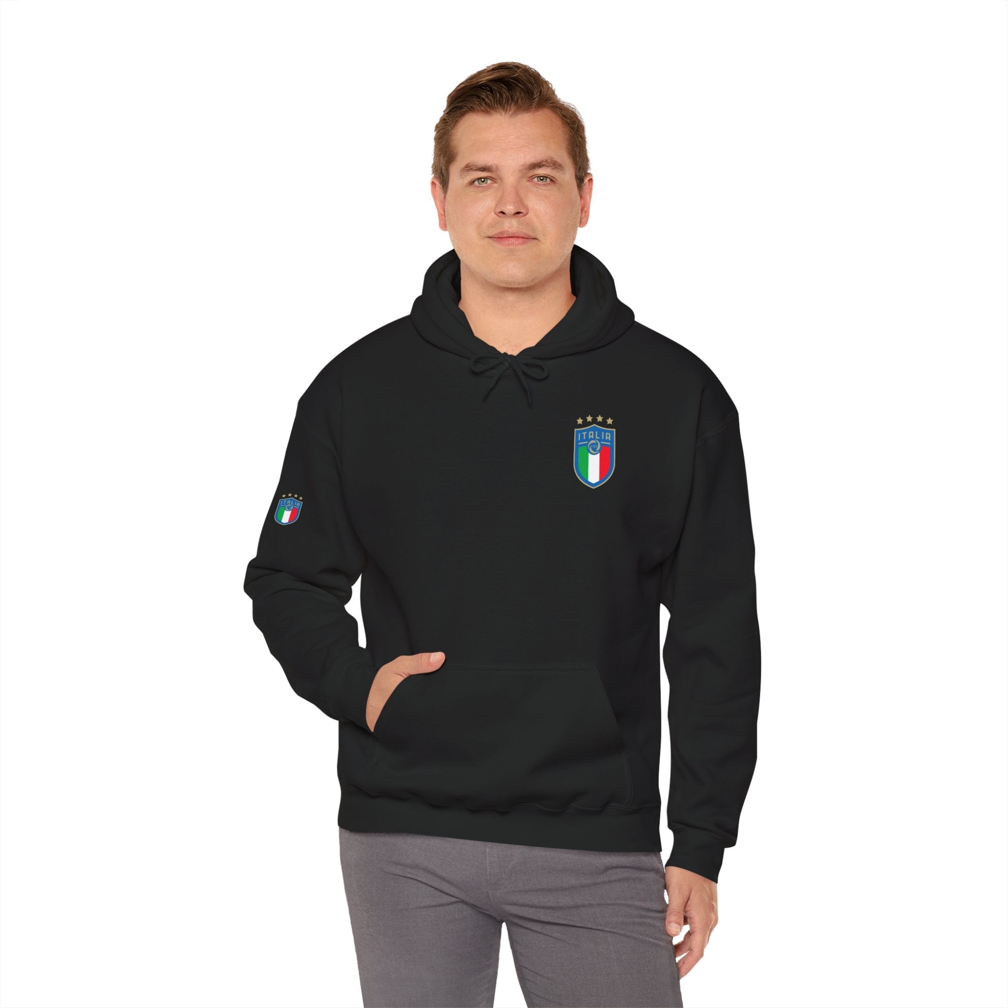Italia Crest Hoodie Italian Flag Soccer Pullover - Etna Gift