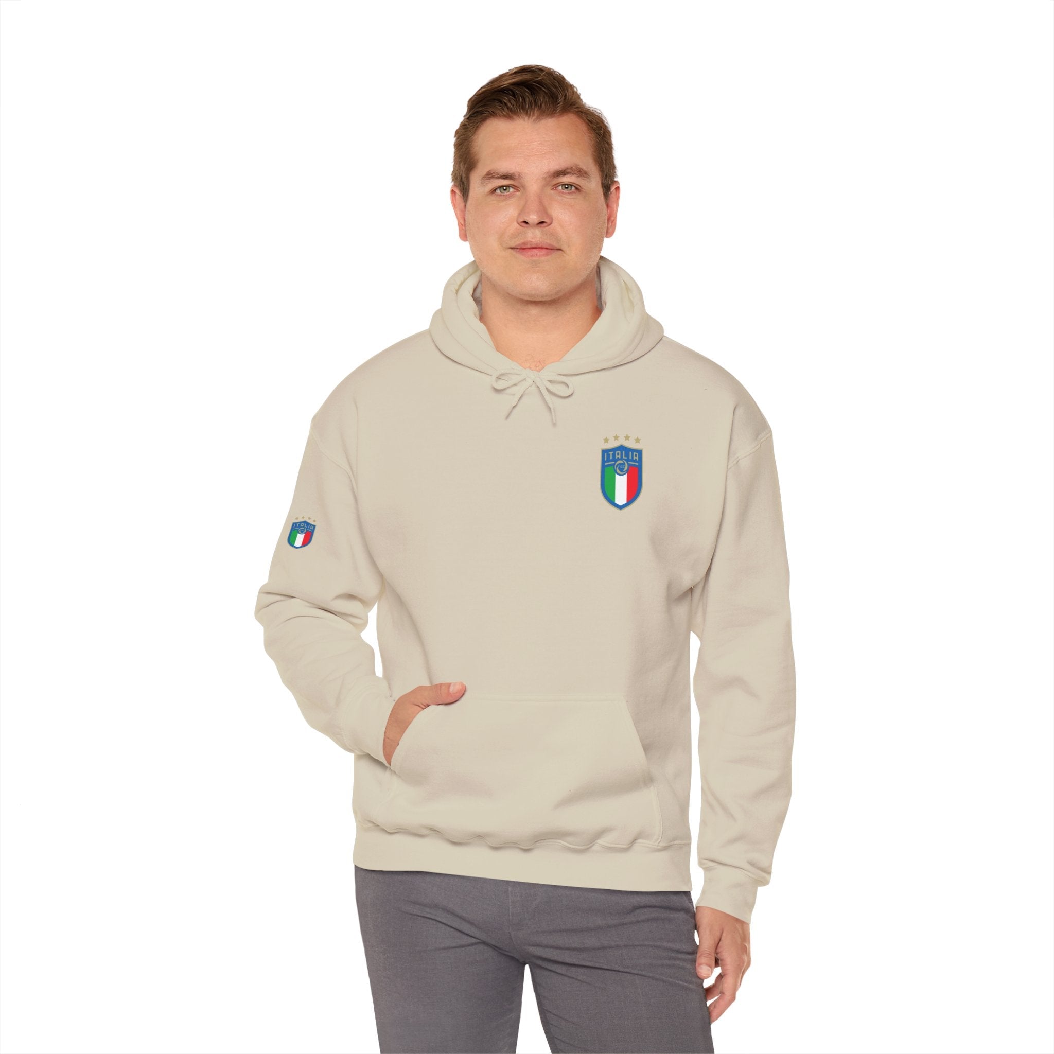 Italia Crest Hoodie Italian Flag Soccer Pullover - Etna Gift