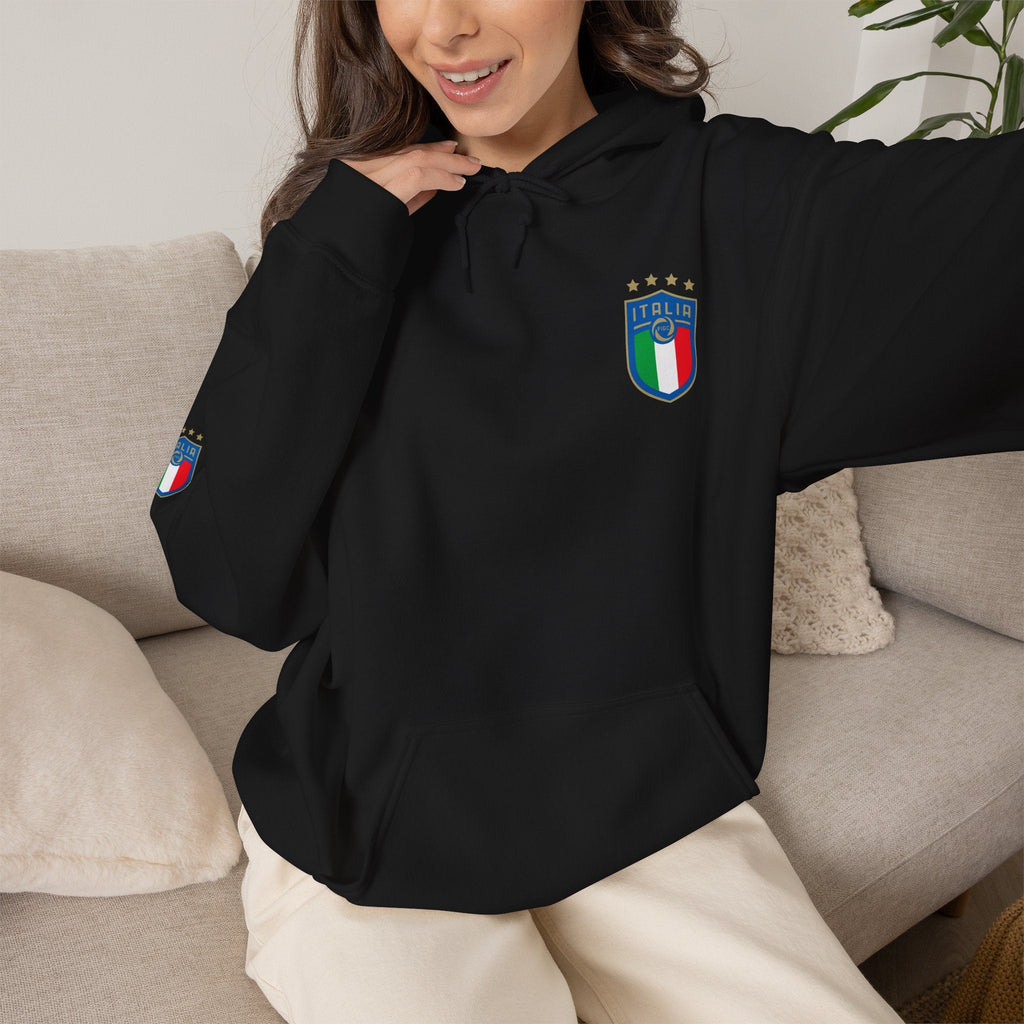 Italia Crest Hoodie Italian Flag Soccer Pullover - Etna Gift