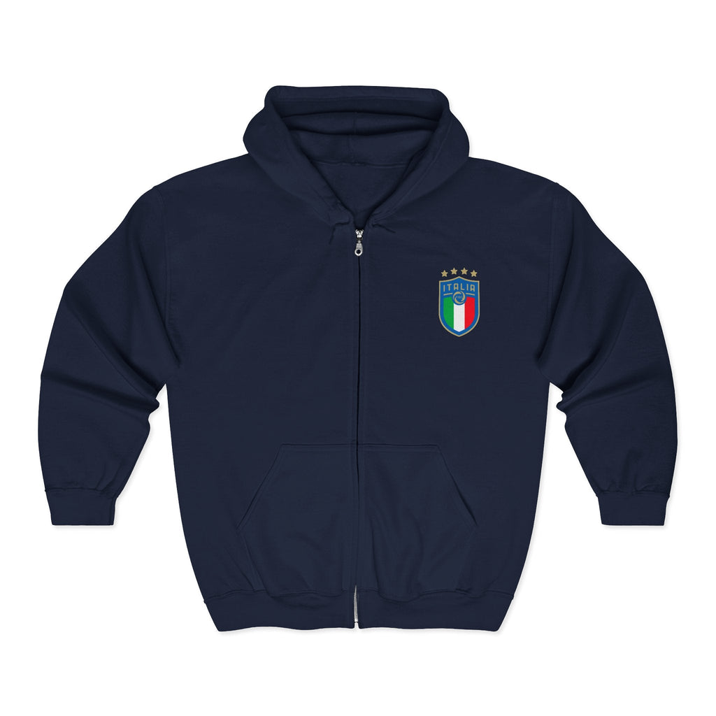 Italian Shield Crest Zip Hoodie Italy Football Soccer Emblem - Etna Gift