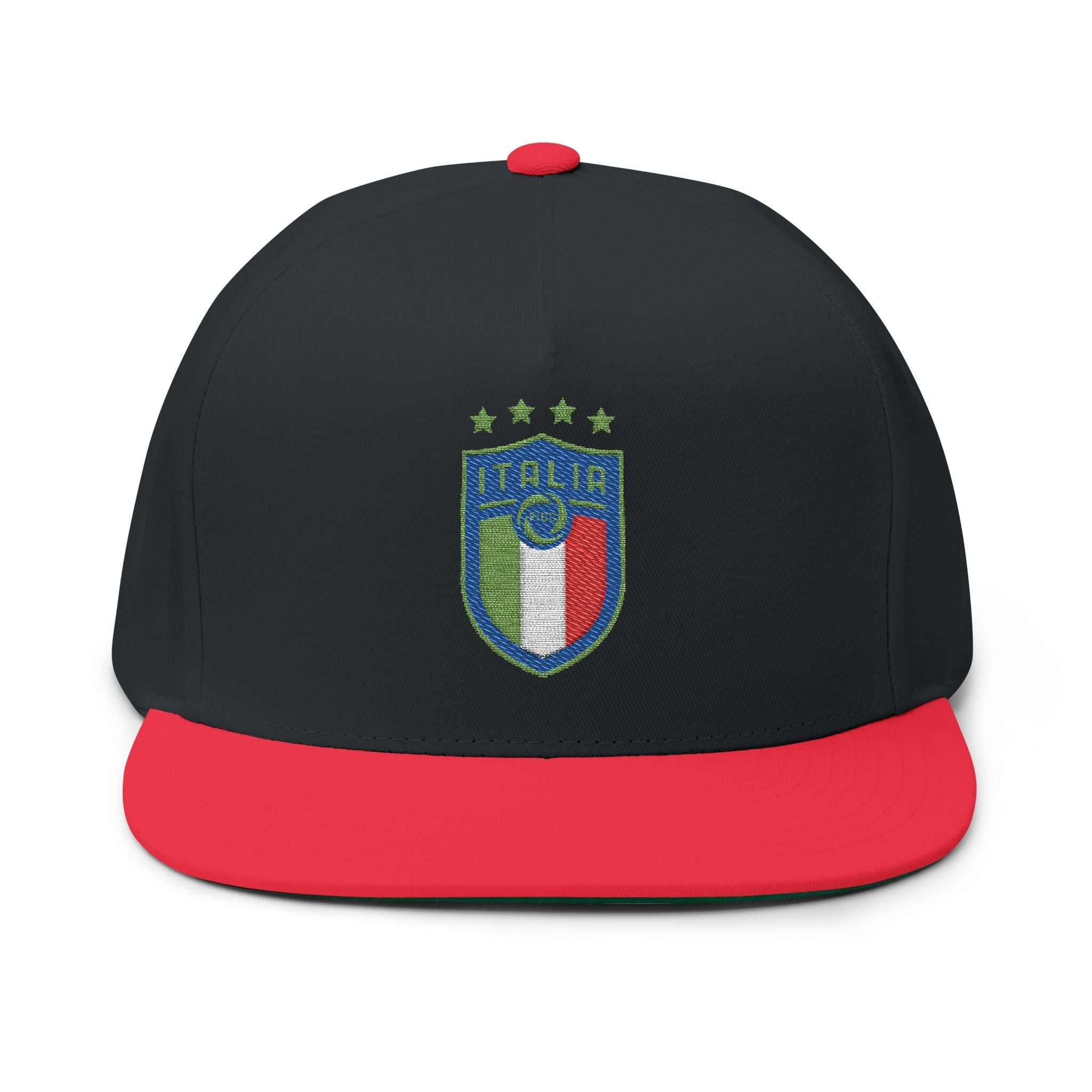 Italy Crest Embroidered Flat Bill Cap - Etna Gift