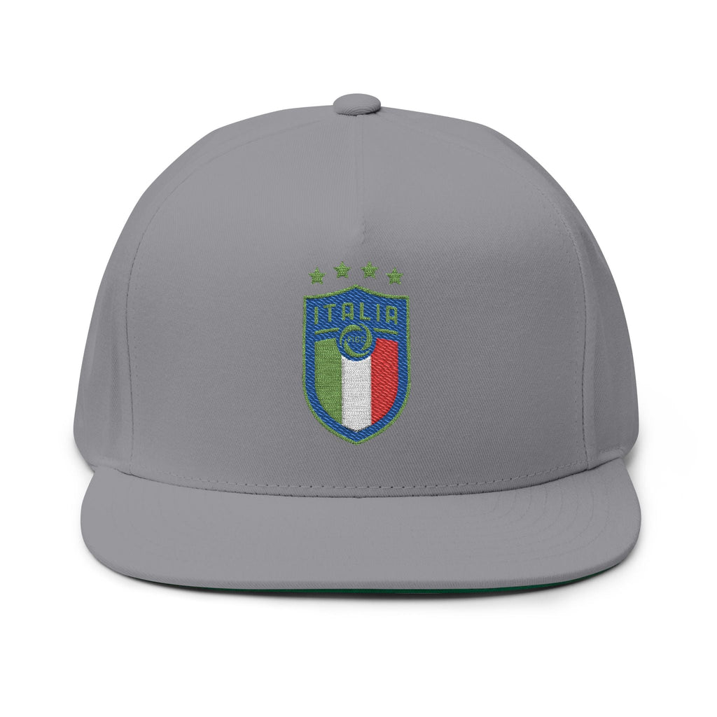 Italy Crest Embroidered Flat Bill Cap - Etna Gift