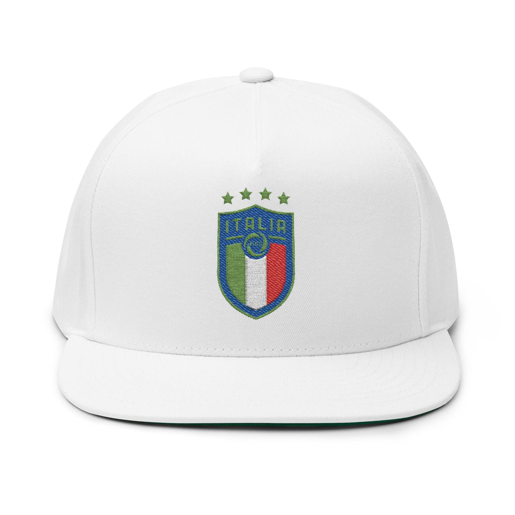 Italy Crest Embroidered Flat Bill Cap - Etna Gift