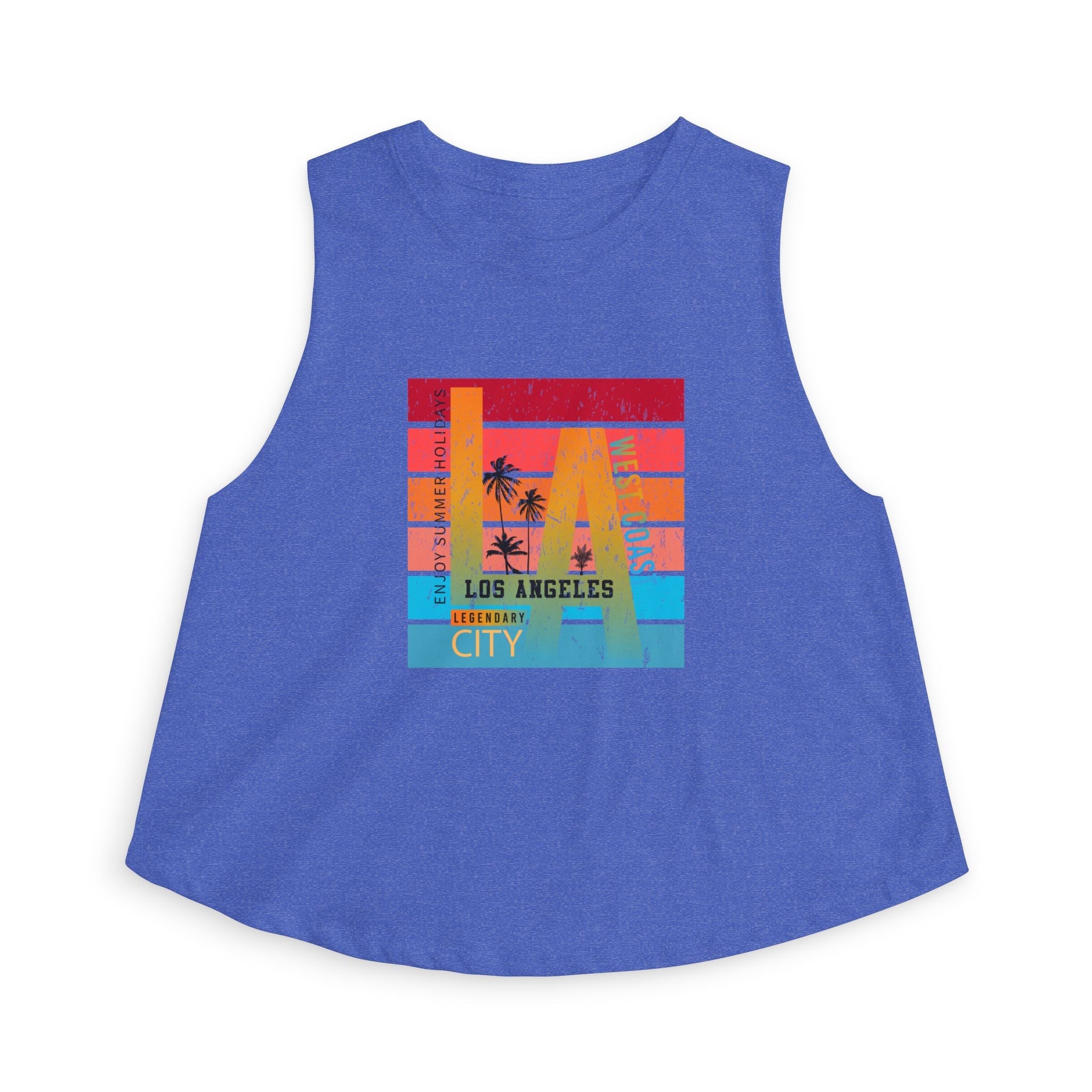 LA Vintage Sunset Crop Top Los Angeles Palm Tree Graphic Tank - Etna Gift