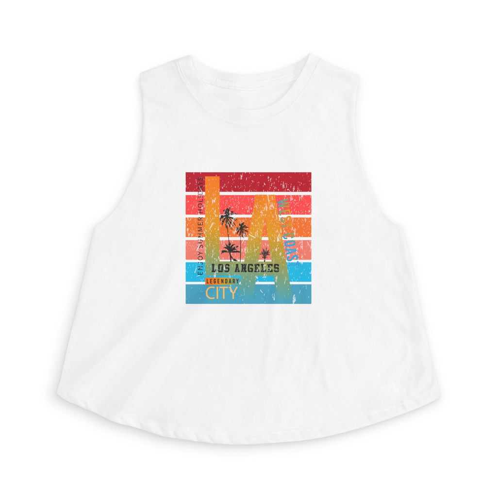 LA Vintage Sunset Crop Top Los Angeles Palm Tree Graphic Tank - Etna Gift