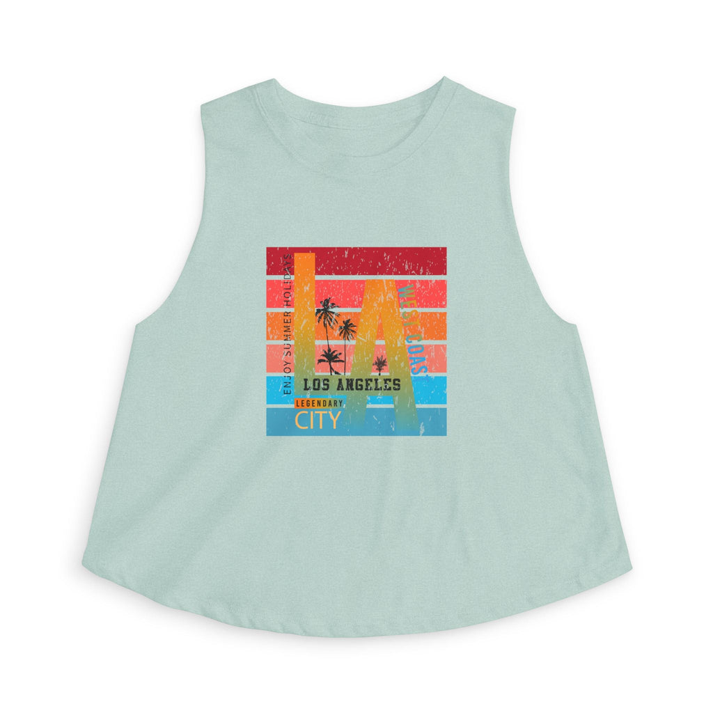 LA Vintage Sunset Crop Top Los Angeles Palm Tree Graphic Tank - Etna Gift