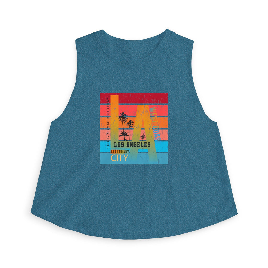 LA Vintage Sunset Crop Top Los Angeles Palm Tree Graphic Tank - Etna Gift
