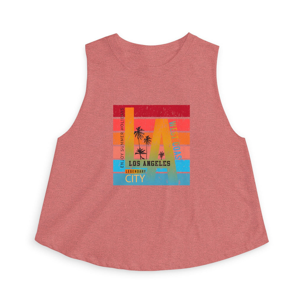 LA Vintage Sunset Crop Top Los Angeles Palm Tree Graphic Tank - Etna Gift