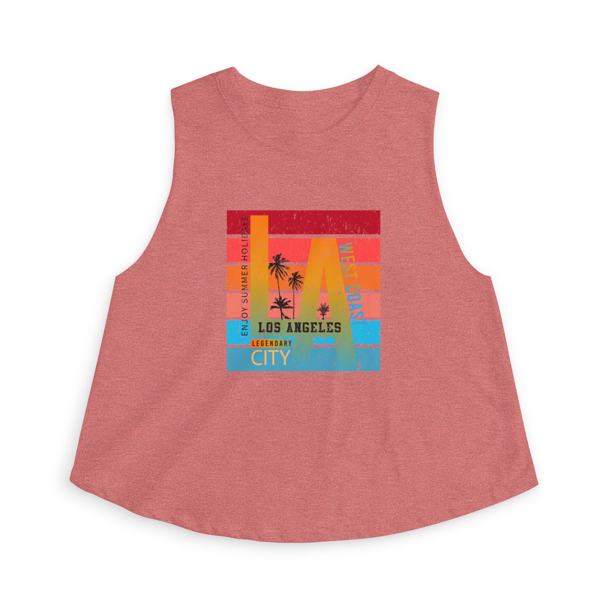 LA Vintage Sunset Crop Top Los Angeles Palm Tree Graphic Tank - Etna Gift