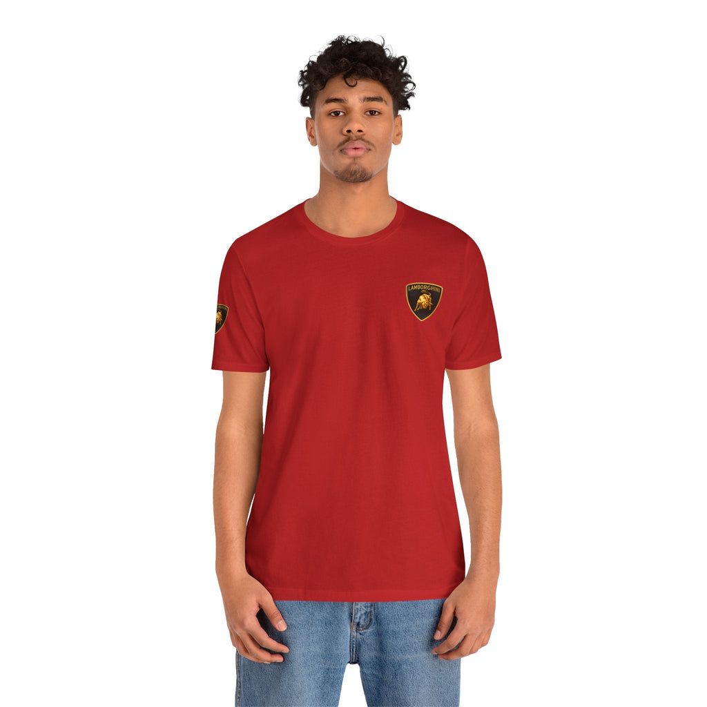 Lamborghini Shield Logo Tee — White Short Sleeve Car Enthusiast T-Shirt - Etna Gift
