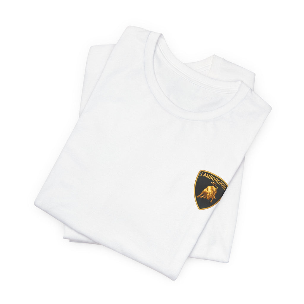 Lamborghini Shield Logo Tee — White Short Sleeve Car Enthusiast T-Shirt - Etna Gift