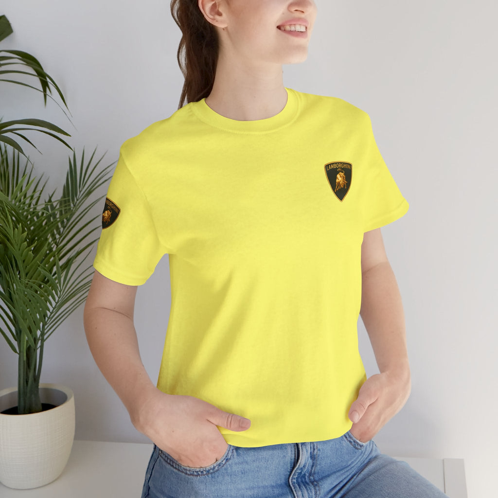Lamborghini Shield Logo Tee — White Short Sleeve Car Enthusiast T-Shirt - Etna Gift