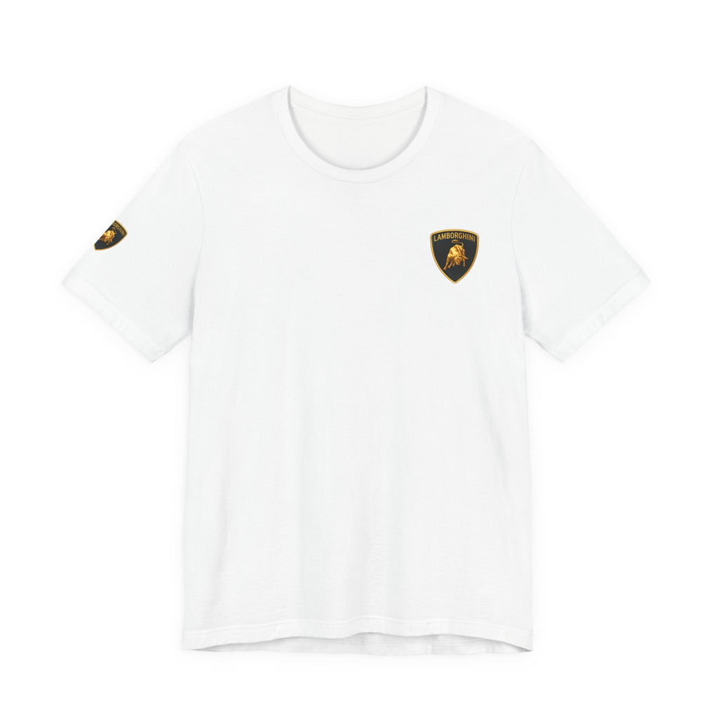 Lamborghini Shield Logo Tee — White Short Sleeve Car Enthusiast T-Shirt - Etna Gift