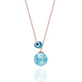Larimar Natural stone necklace 925 sterling silver larimar necklace rose - Etna Gift