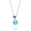 Larimar Natural stone necklace 925 sterling silver larimar necklace yellow - Etna Gift