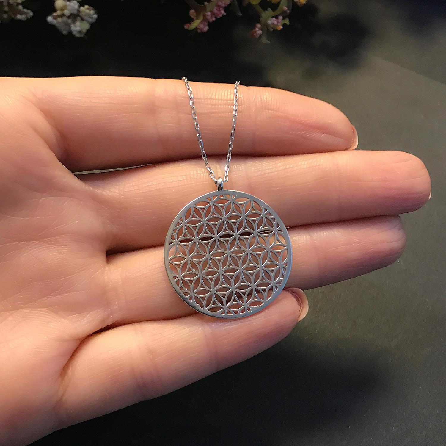 Life flower necklace 925 sterling silver life flower necklace - Etna Gift