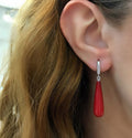 Long coral earrings, 925 sterling silver earrings - Etna Gift