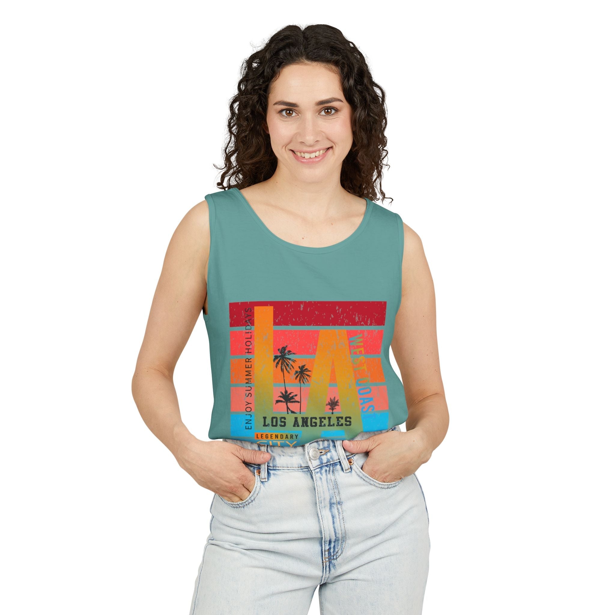 Los Angeles Retro Surf Tank Top Vintage Palm Beach Vibes - Etna Gift