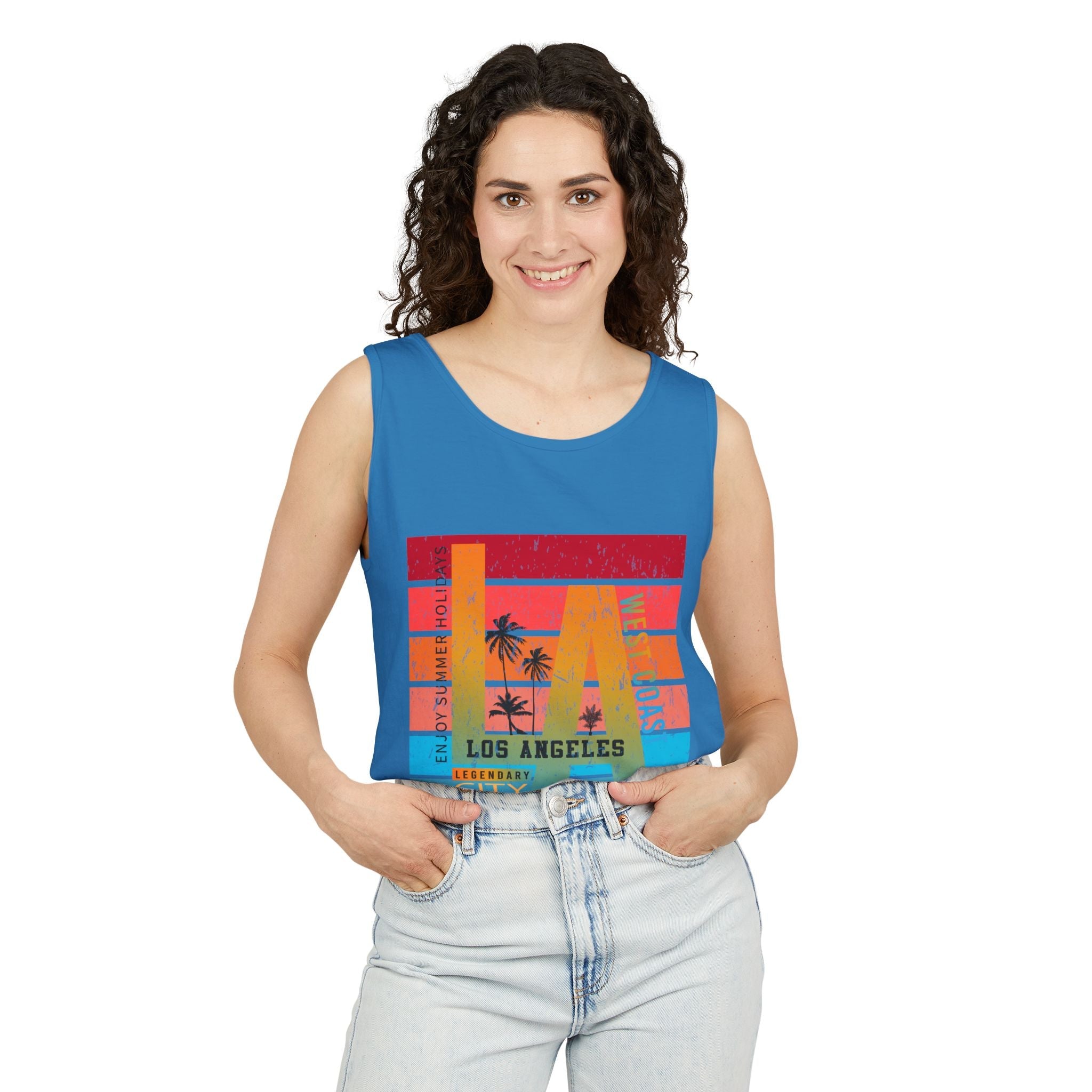 Los Angeles Retro Surf Tank Top Vintage Palm Beach Vibes - Etna Gift