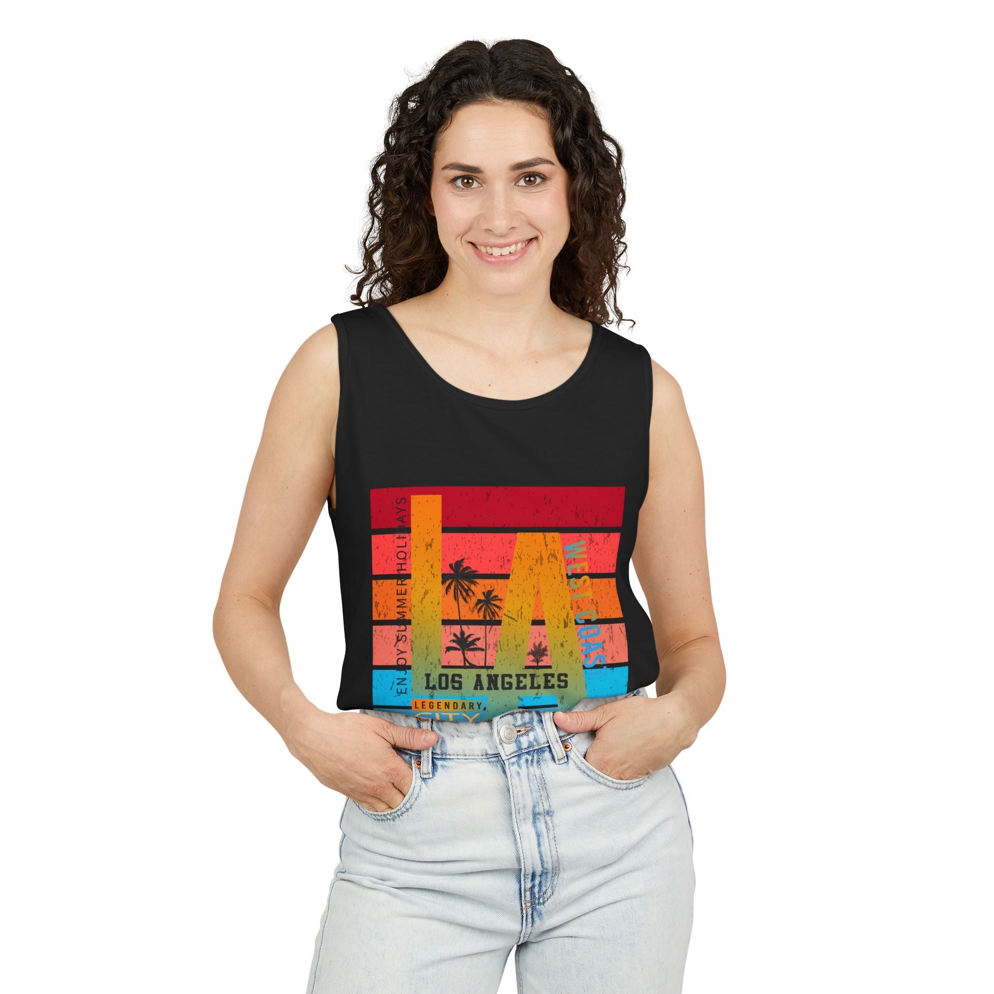 Los Angeles Retro Surf Tank Top Vintage Palm Beach Vibes - Etna Gift