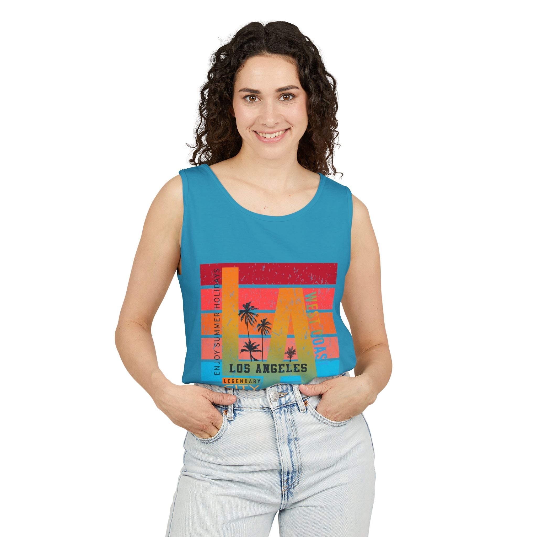 Los Angeles Retro Surf Tank Top Vintage Palm Beach Vibes - Etna Gift