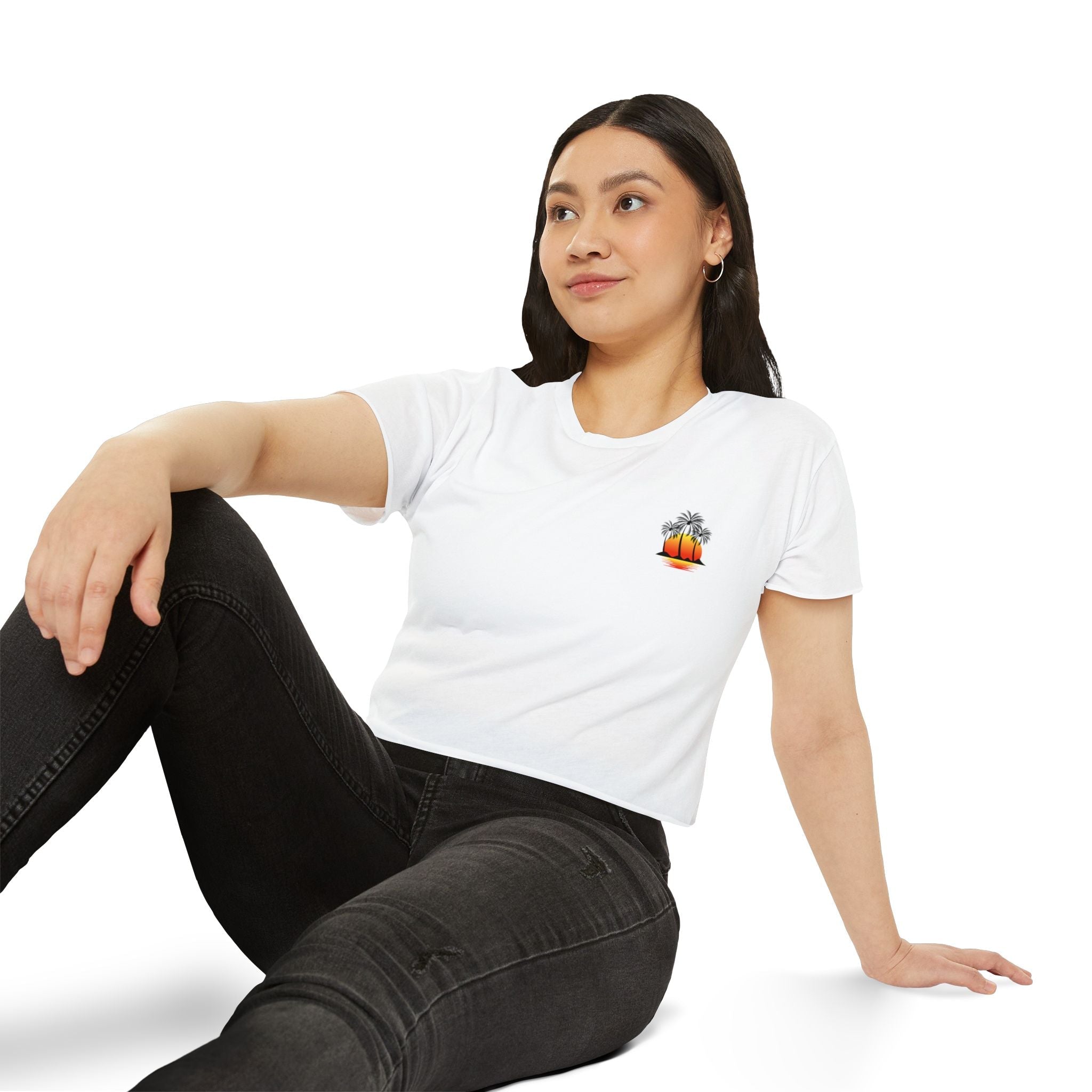 Los Angeles Sunset Palm Crop Top Women's Festival Beach Tee - Etna Gift
