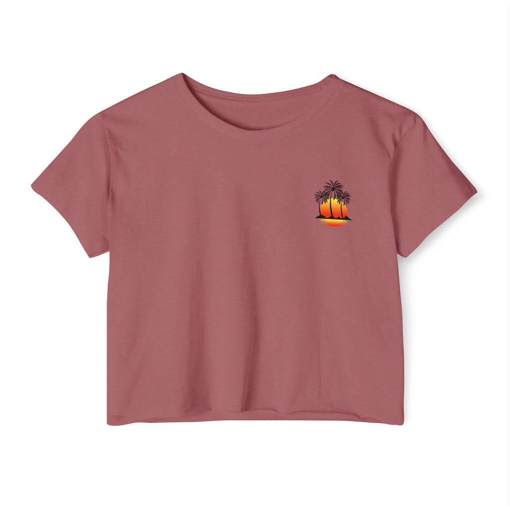 Los Angeles Sunset Palm Crop Top Women's Festival Beach Tee - Etna Gift