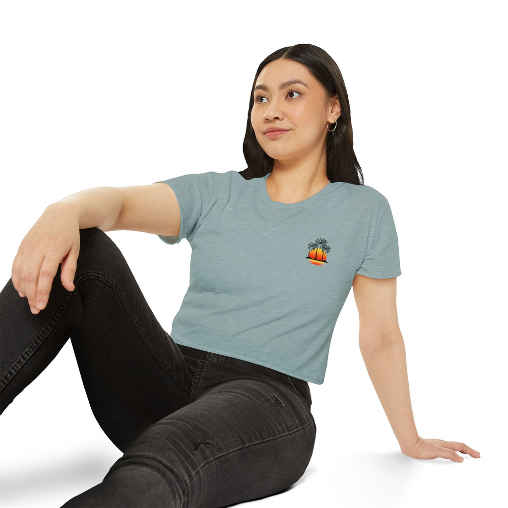 Los Angeles Sunset Palm Crop Top Women's Festival Beach Tee - Etna Gift