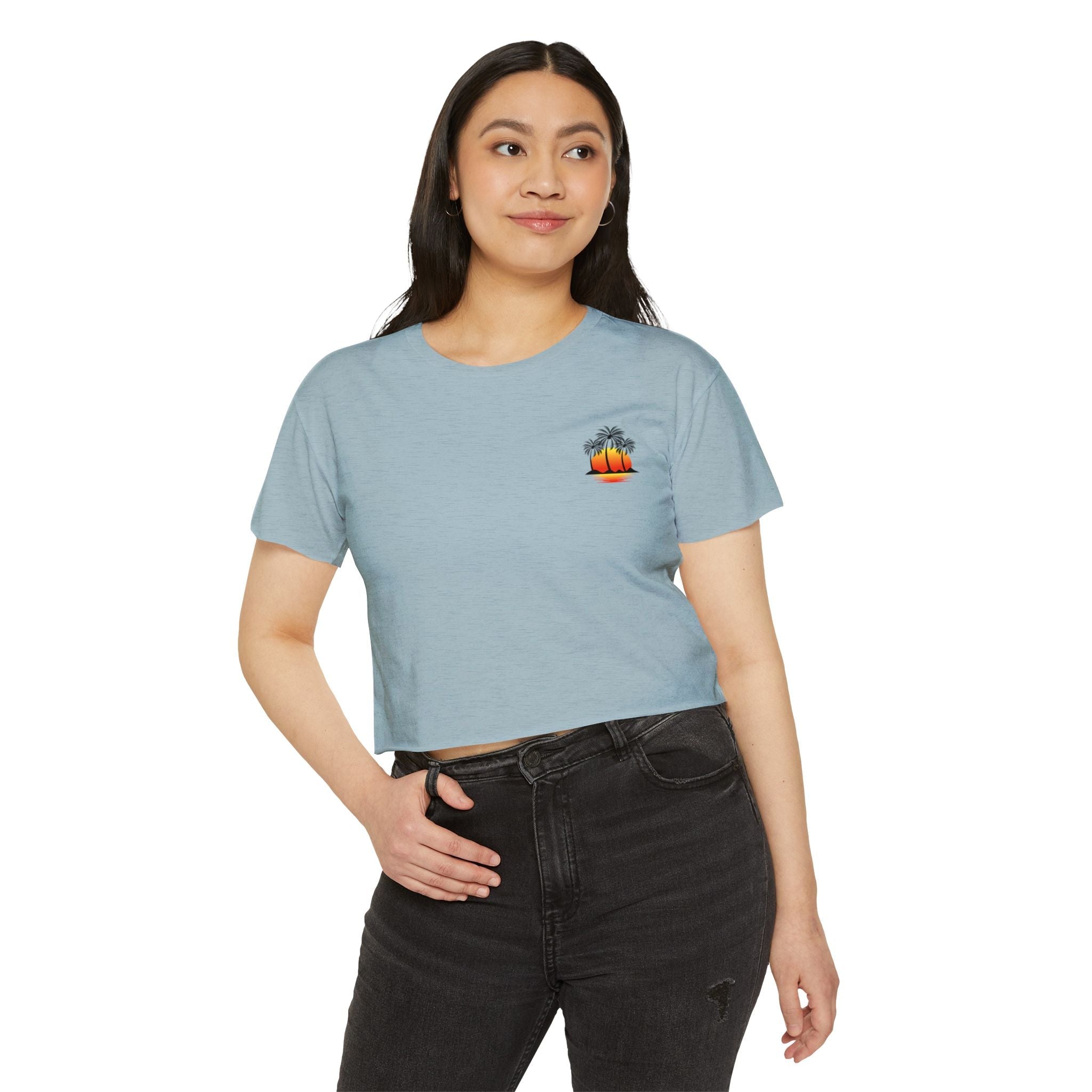 Los Angeles Sunset Palm Crop Top Women's Festival Beach Tee - Etna Gift