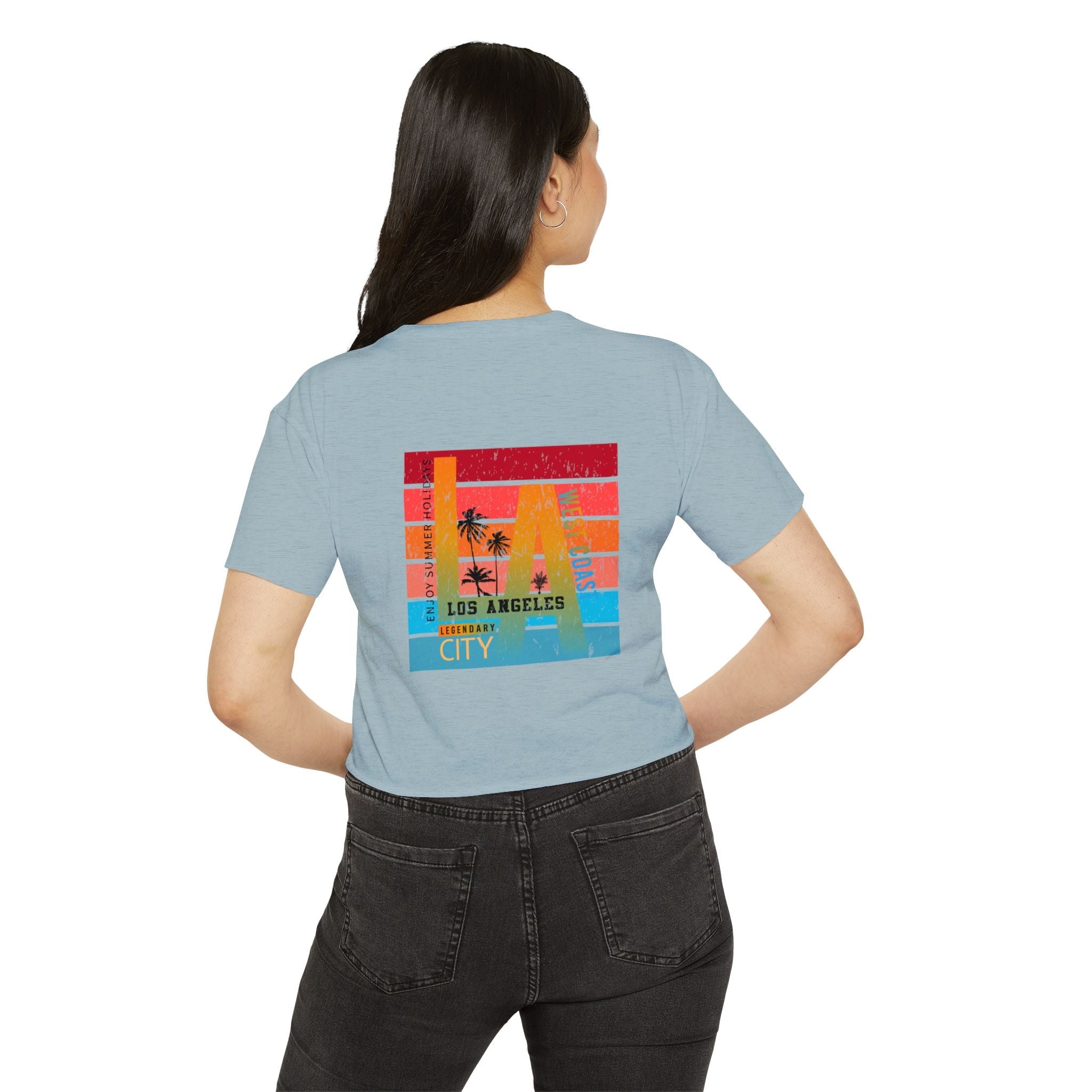 Los Angeles Sunset Palm Crop Top Women's Festival Beach Tee - Etna Gift