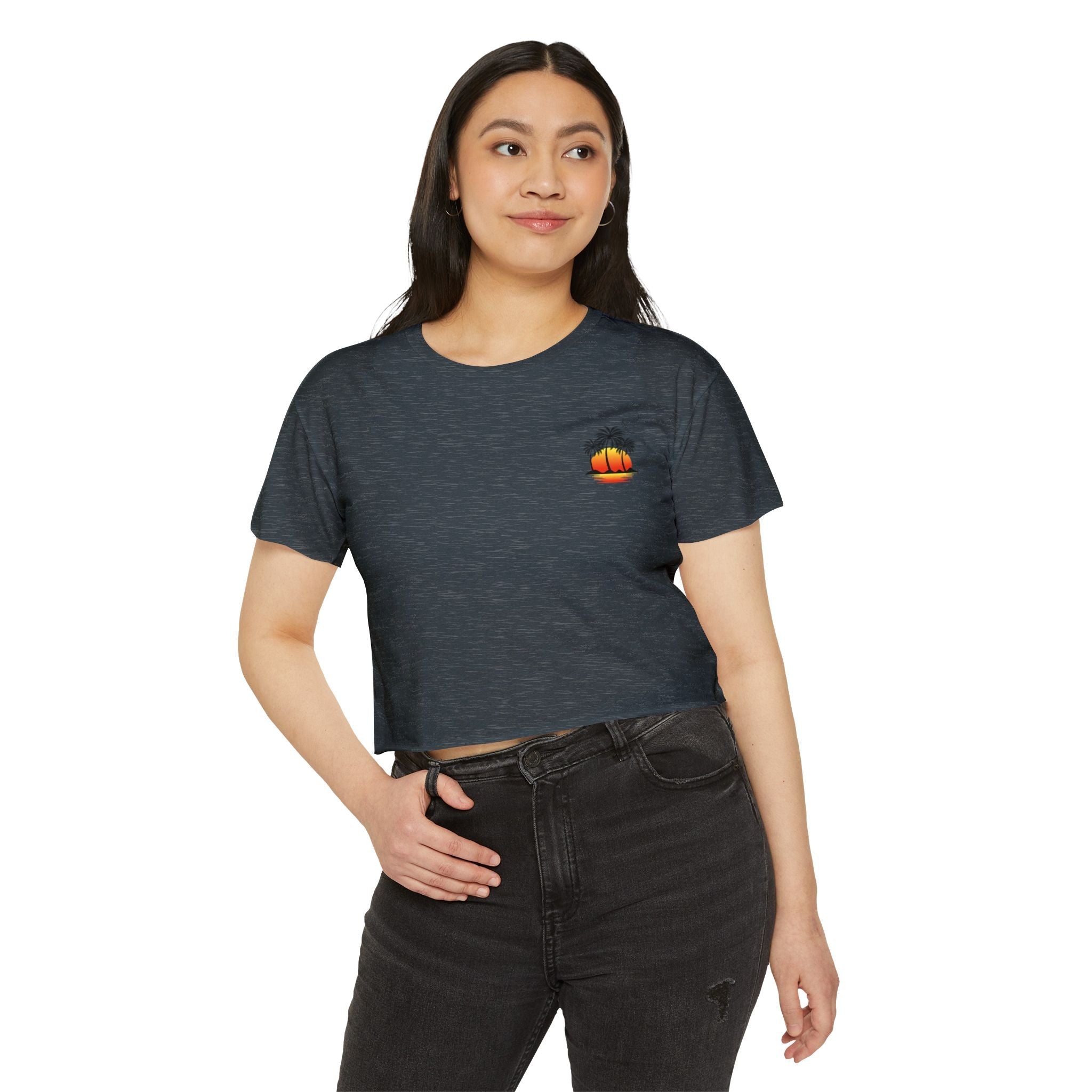 Los Angeles Sunset Palm Crop Top Women's Festival Beach Tee - Etna Gift