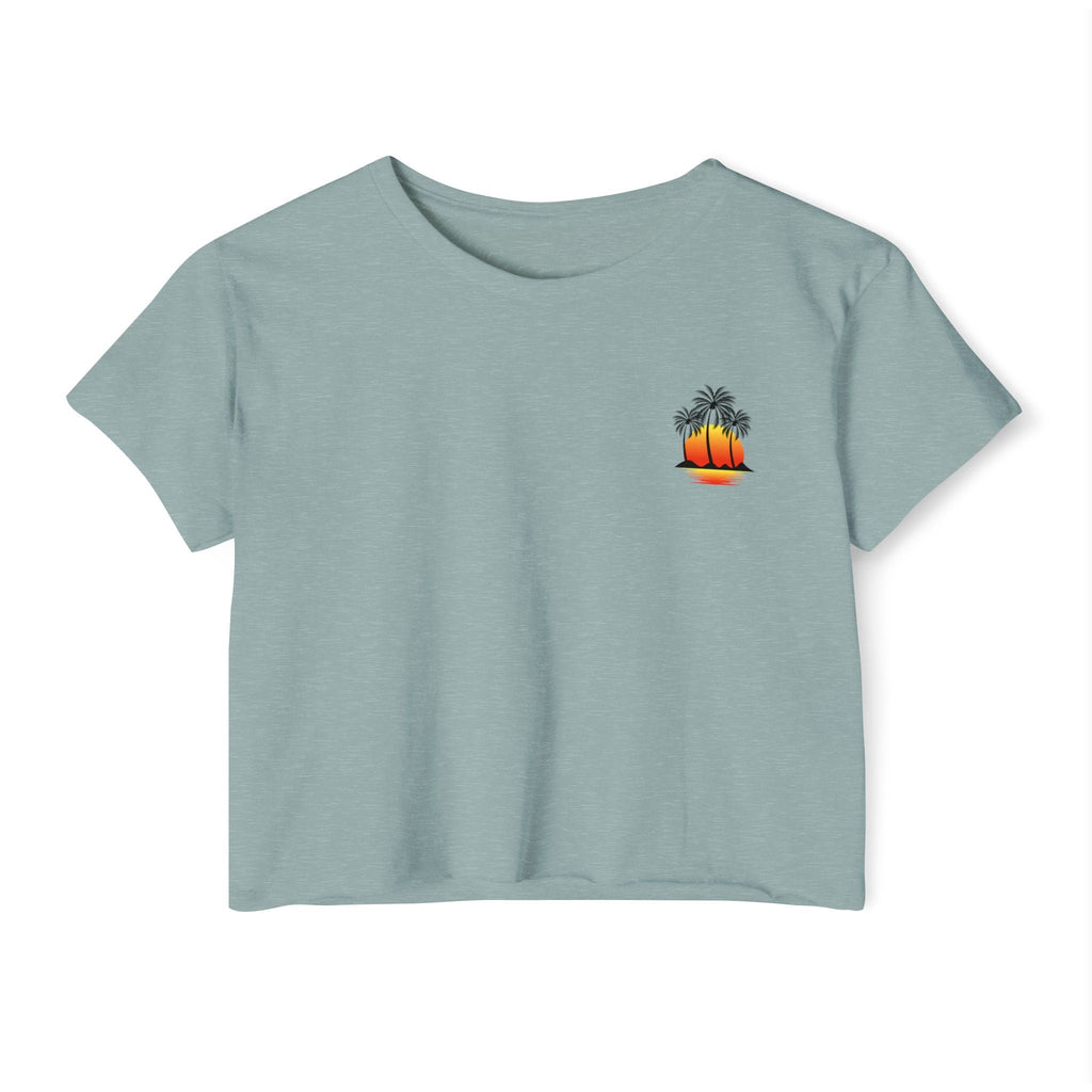 Los Angeles Sunset Palm Crop Top Women's Festival Beach Tee - Etna Gift