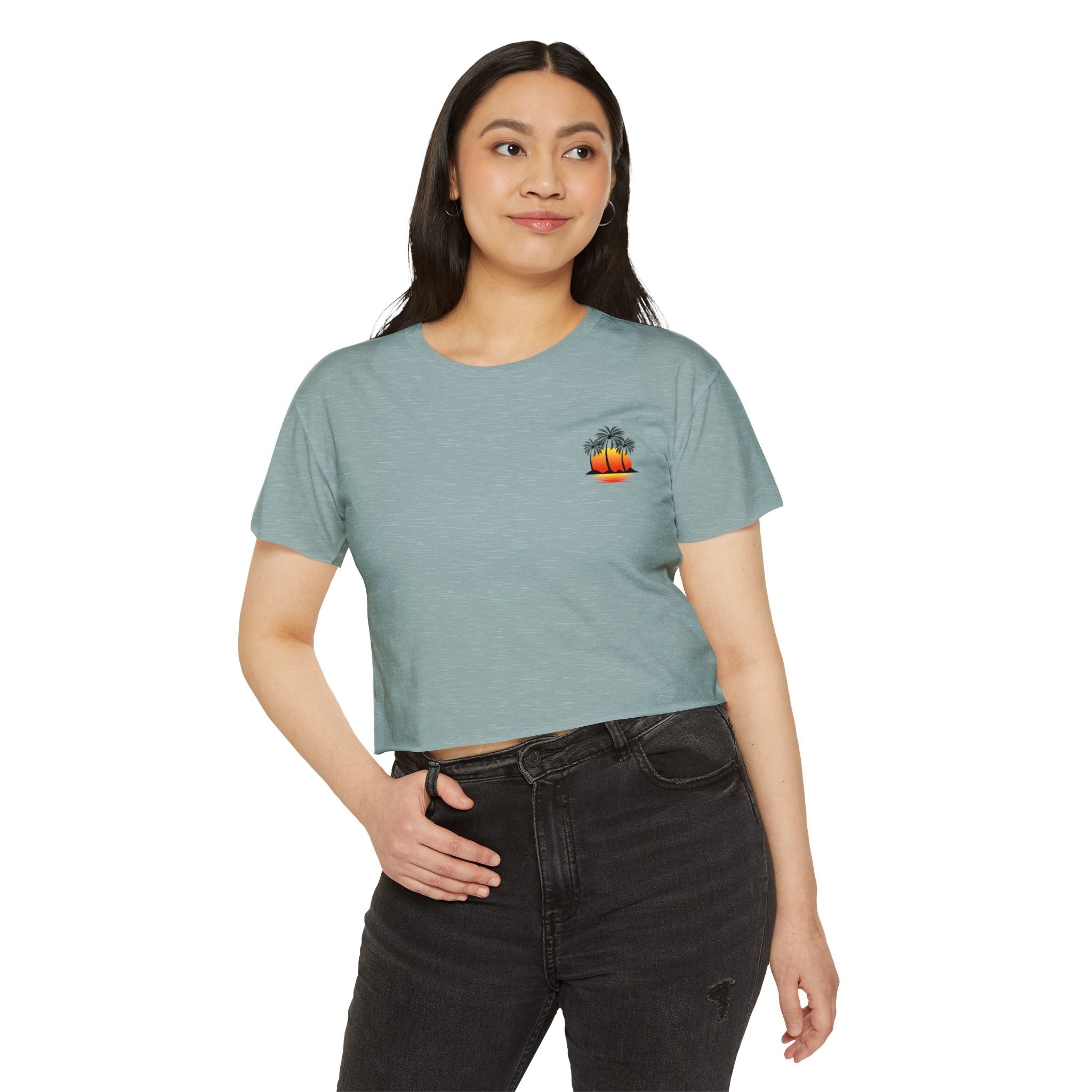 Los Angeles Sunset Palm Crop Top Women's Festival Beach Tee - Etna Gift