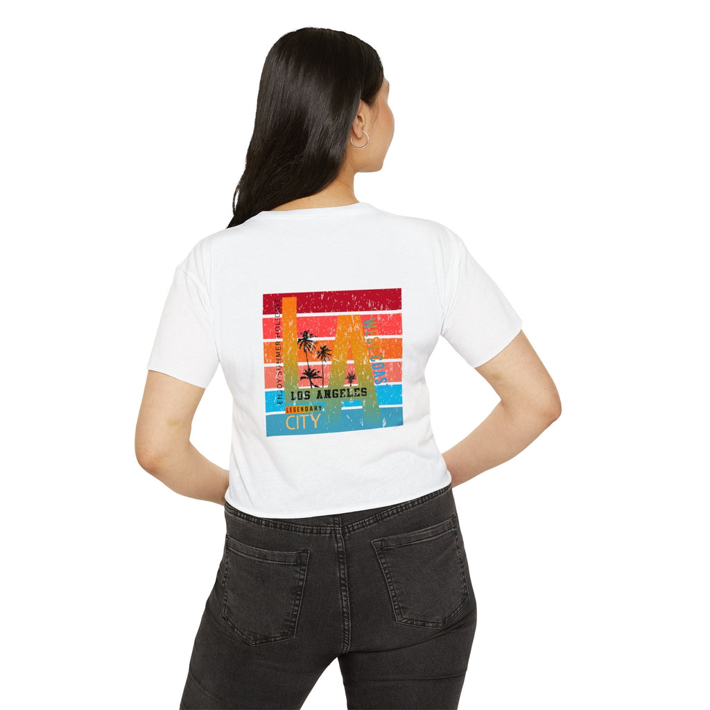 Los Angeles Sunset Palm Crop Top Women's Festival Beach Tee - Etna Gift