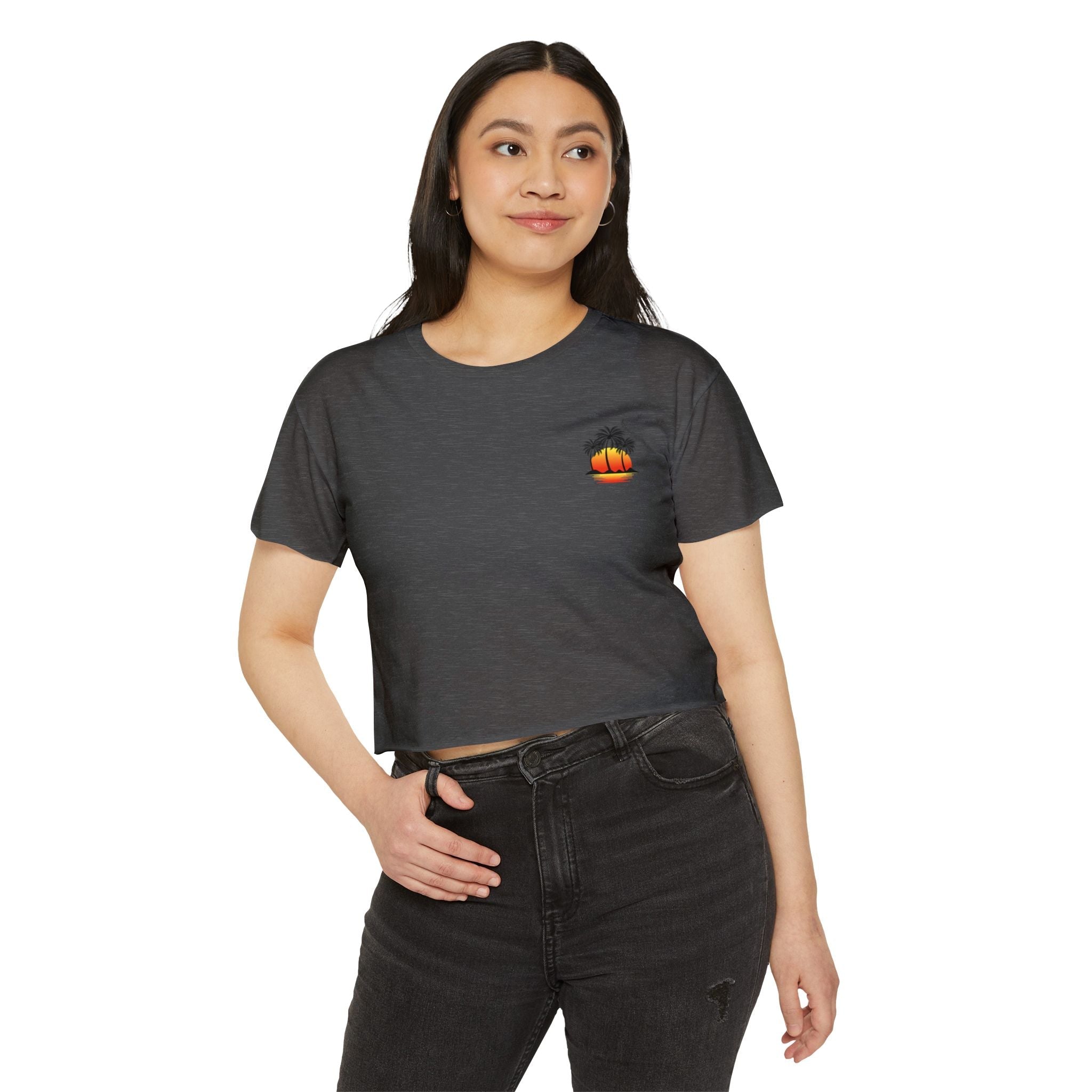 Los Angeles Sunset Palm Crop Top Women's Festival Beach Tee - Etna Gift
