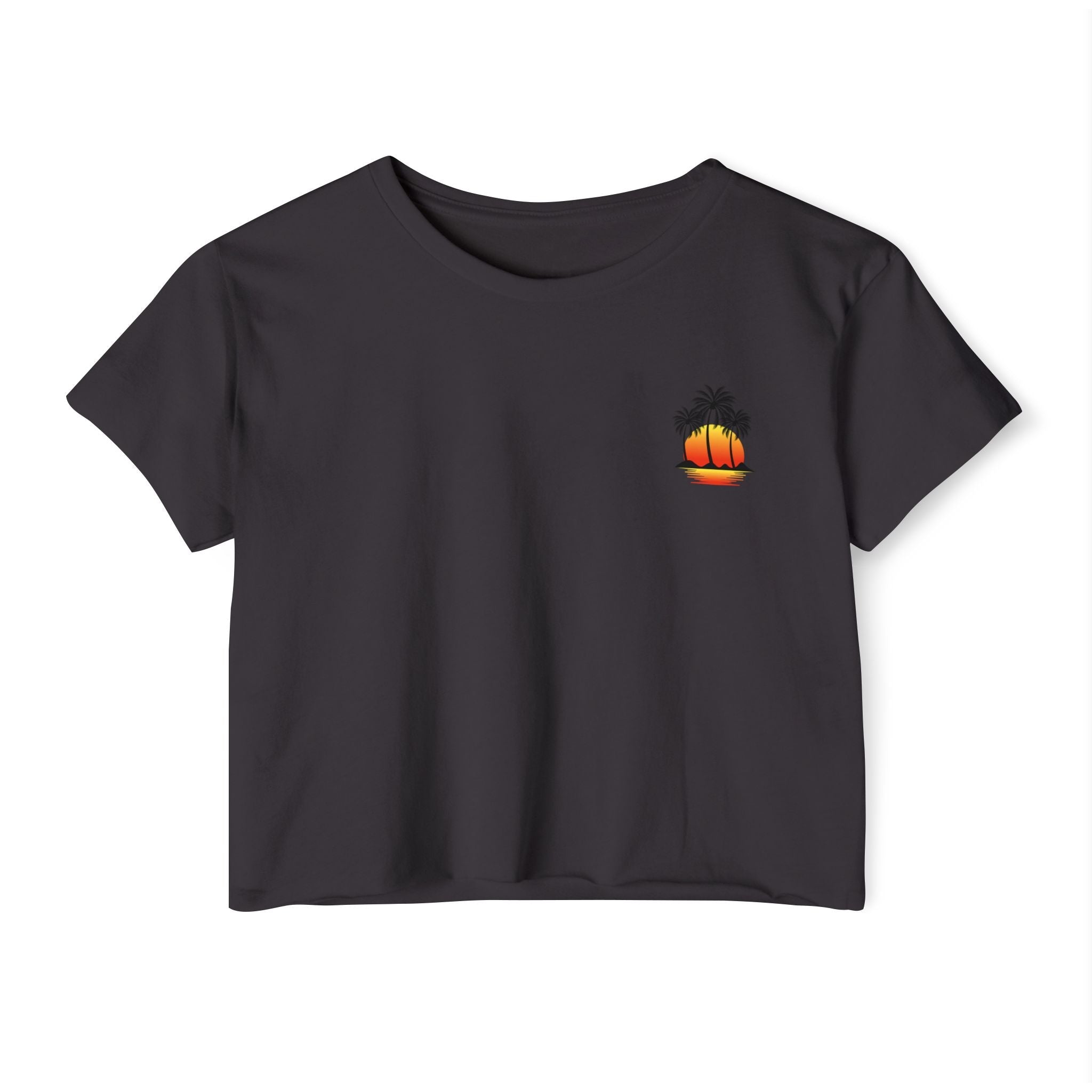 Los Angeles Sunset Palm Crop Top Women's Festival Beach Tee - Etna Gift