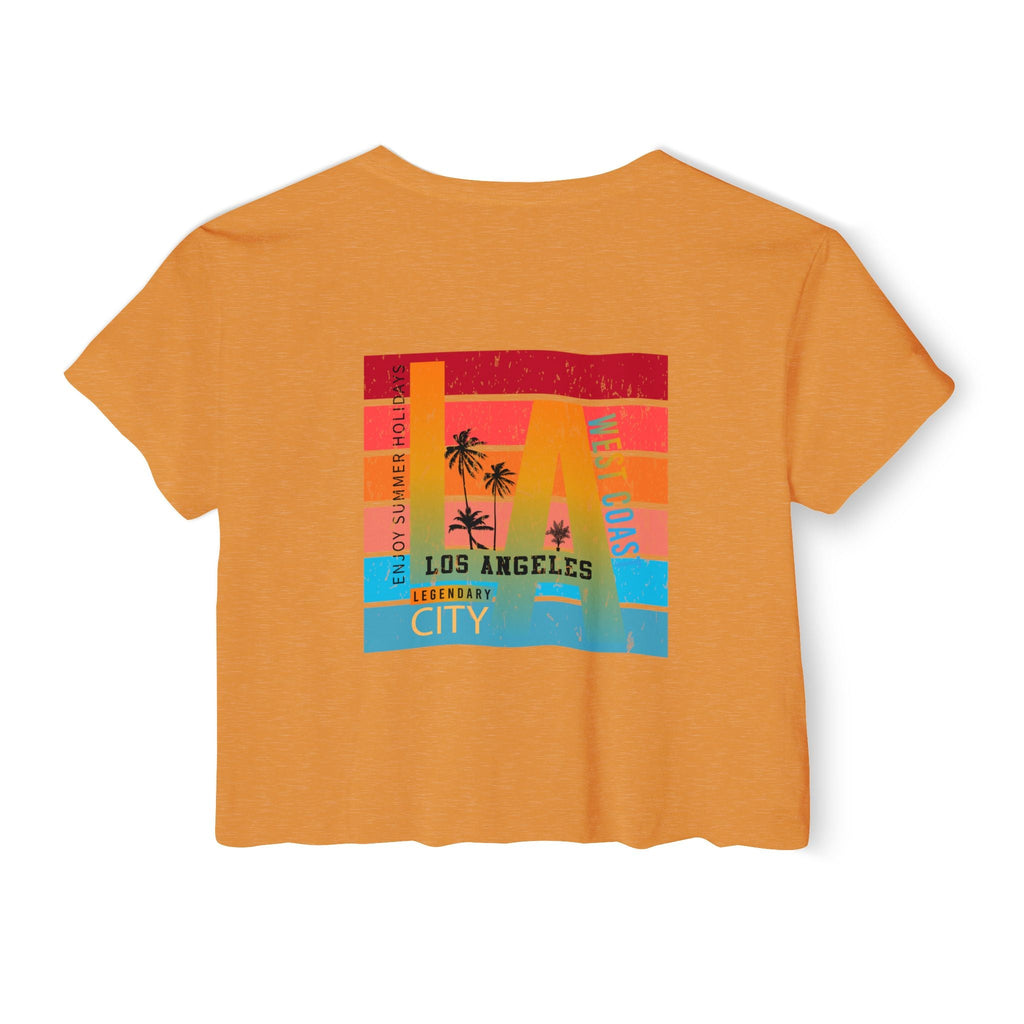 Los Angeles Sunset Palm Crop Top Women's Festival Beach Tee - Etna Gift