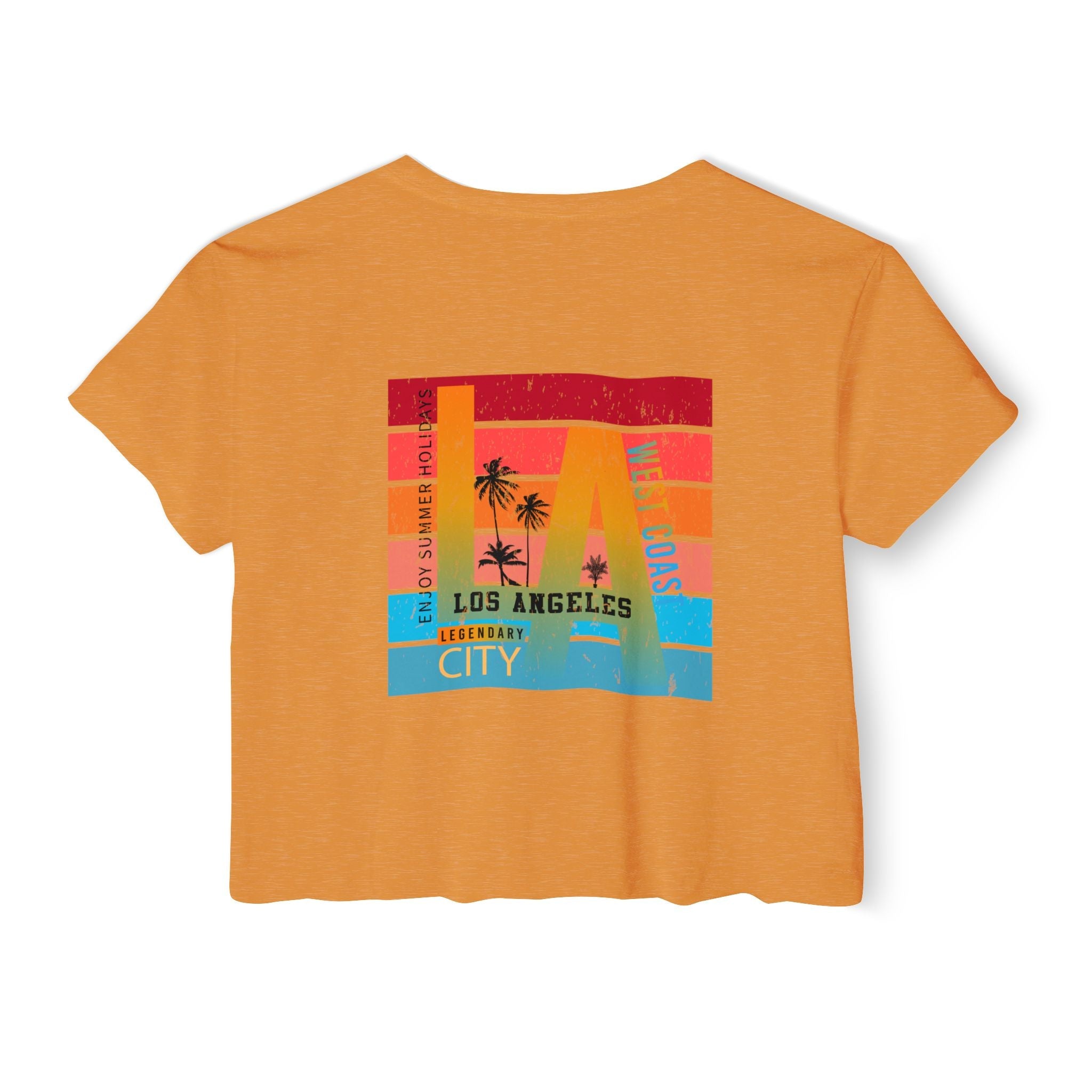 Los Angeles Sunset Palm Crop Top Women's Festival Beach Tee - Etna Gift