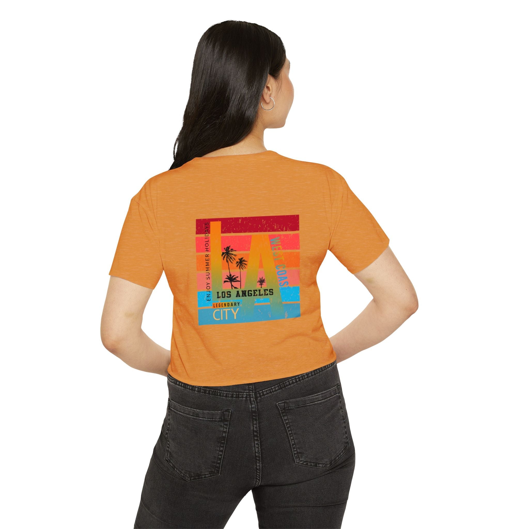 Los Angeles Sunset Palm Crop Top Women's Festival Beach Tee - Etna Gift