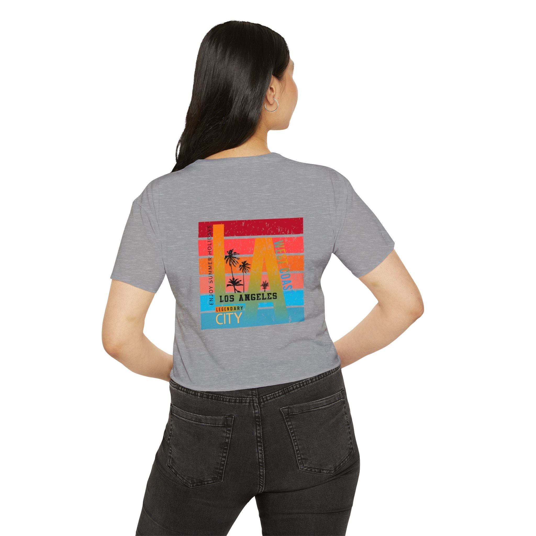 Los Angeles Sunset Palm Crop Top Women's Festival Beach Tee - Etna Gift