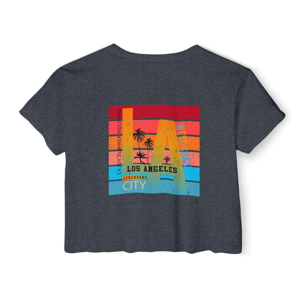 Los Angeles Sunset Palm Crop Top Women's Festival Beach Tee - Etna Gift