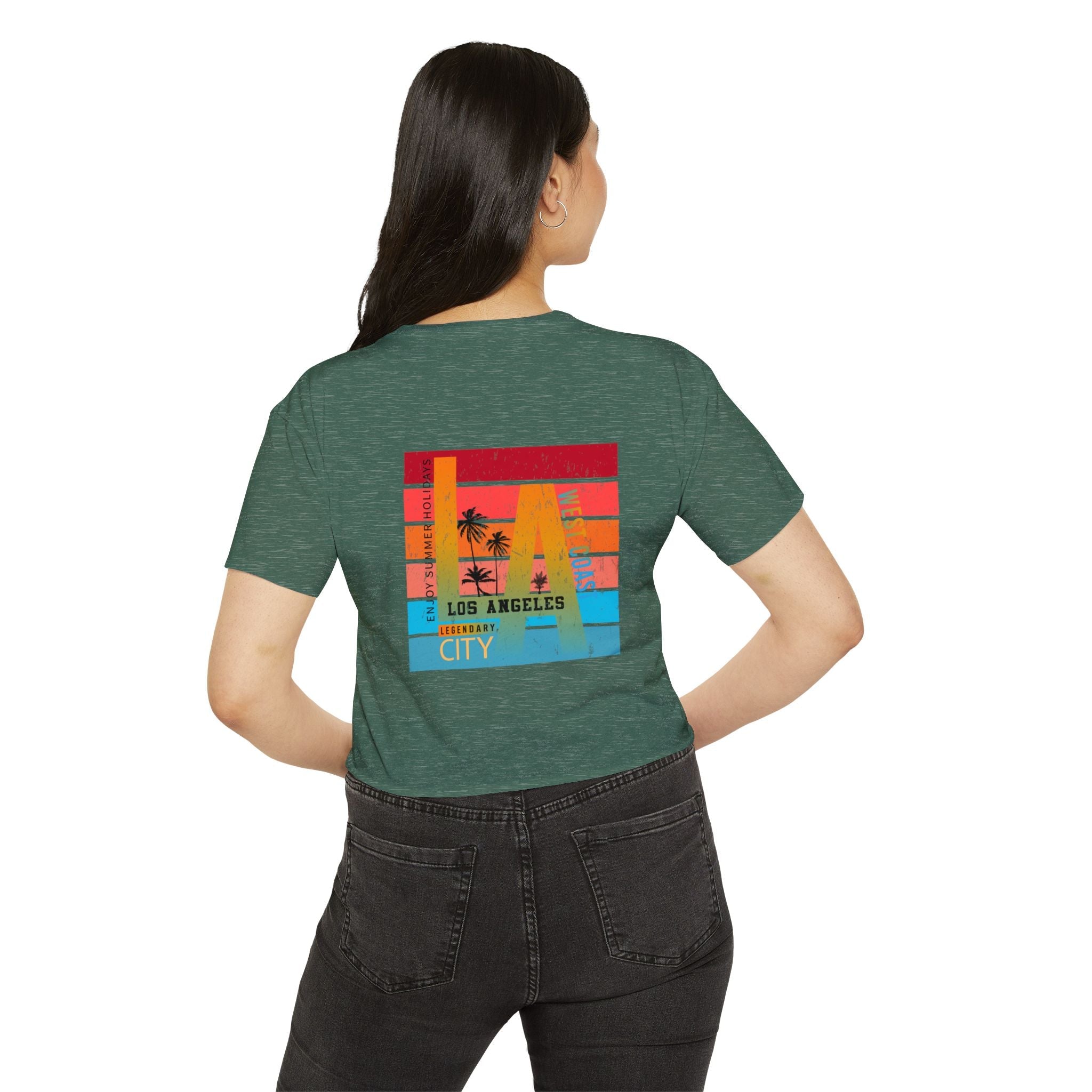 Los Angeles Sunset Palm Crop Top Women's Festival Beach Tee - Etna Gift