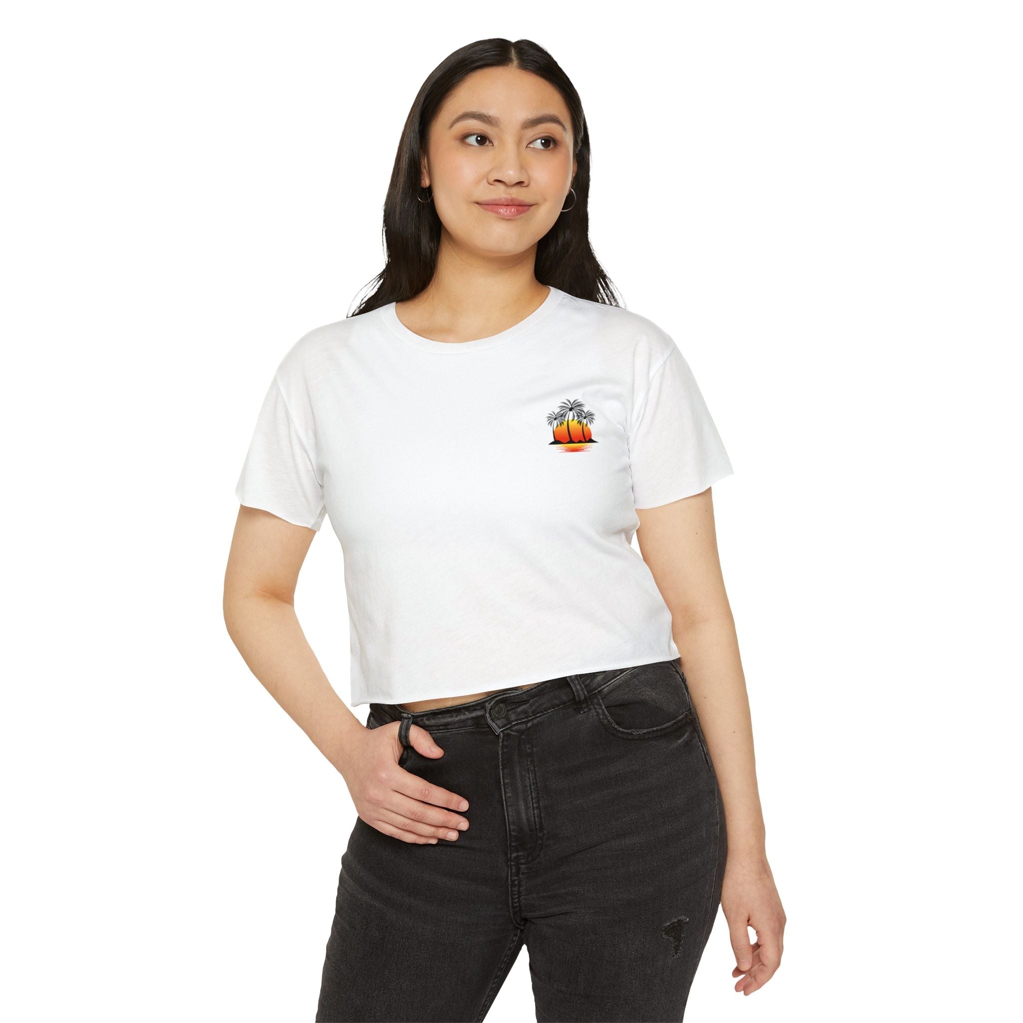 Los Angeles Sunset Palm Crop Top Women's Festival Beach Tee - Etna Gift