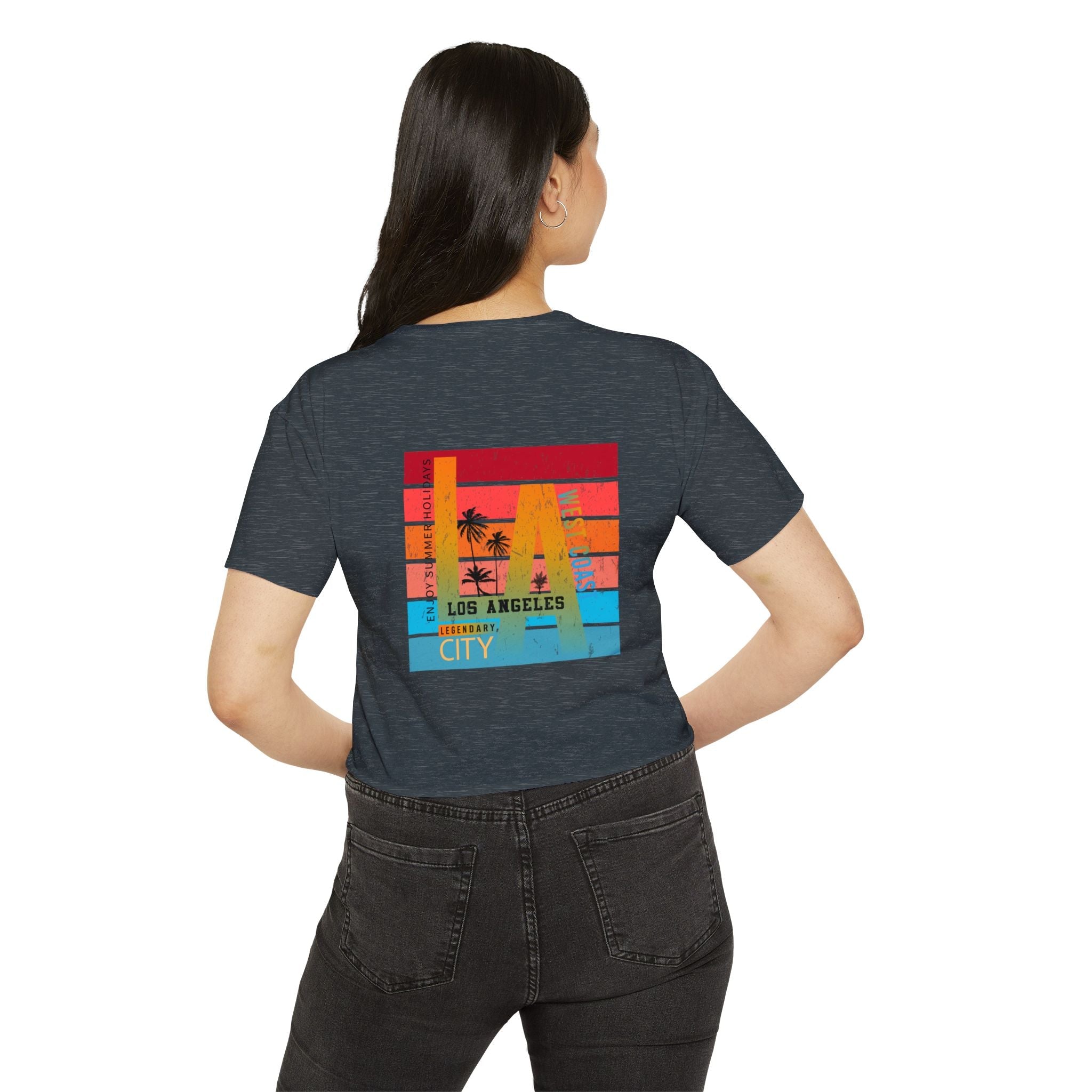 Los Angeles Sunset Palm Crop Top Women's Festival Beach Tee - Etna Gift